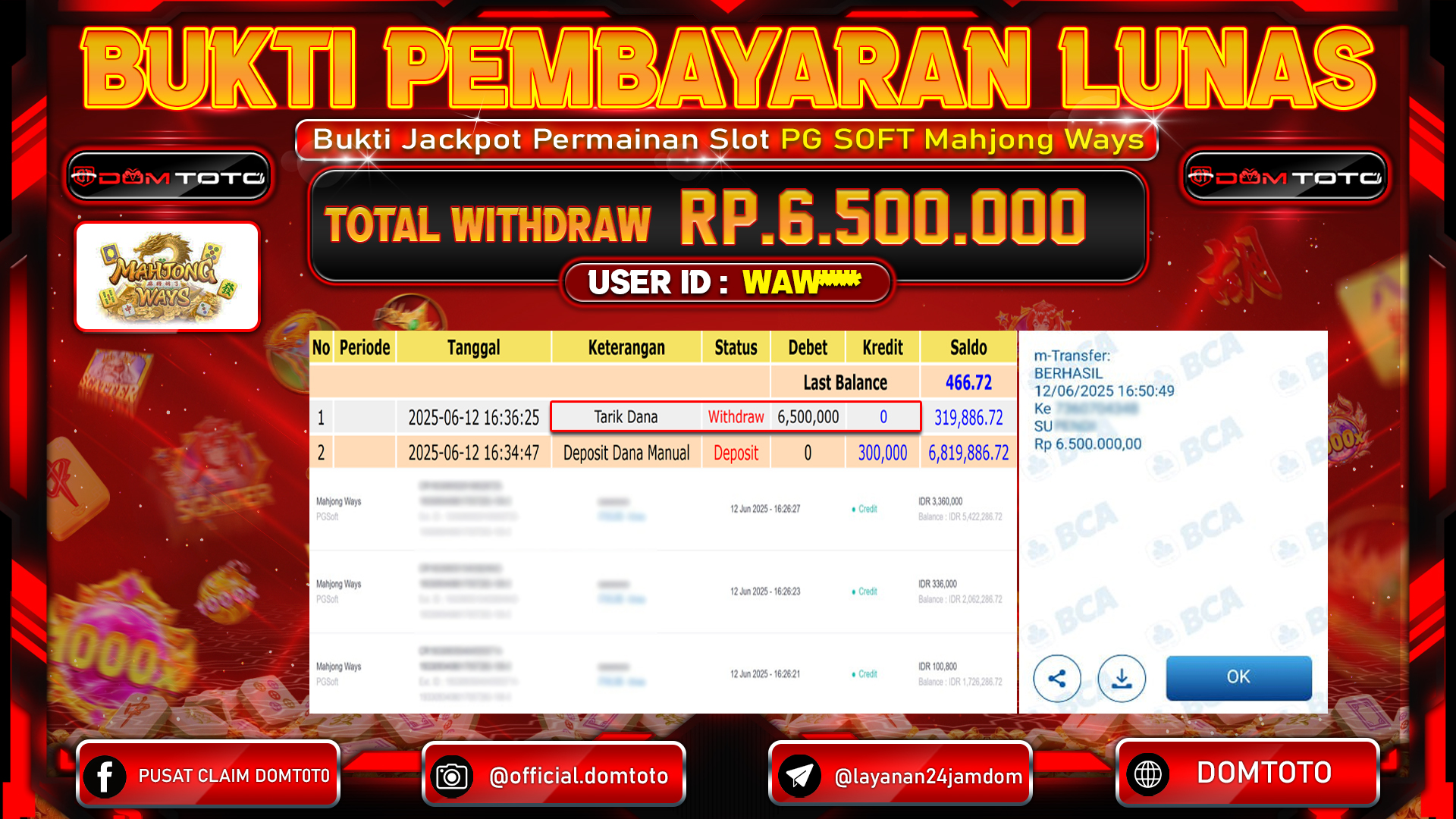 JACKPOT SLOT MAHJONG WAYS  12  JUNI 2025